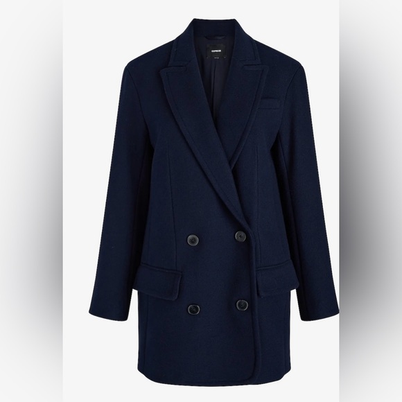 Express Faux Wool Double Breasted Oversized Coat - Picture 2 of 10